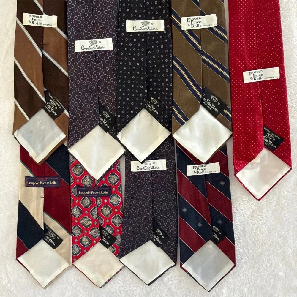 Countess Mara‎ Silk Tie Lot 9 Vintage Leopold Price & Rolle Striped Foulard Mens